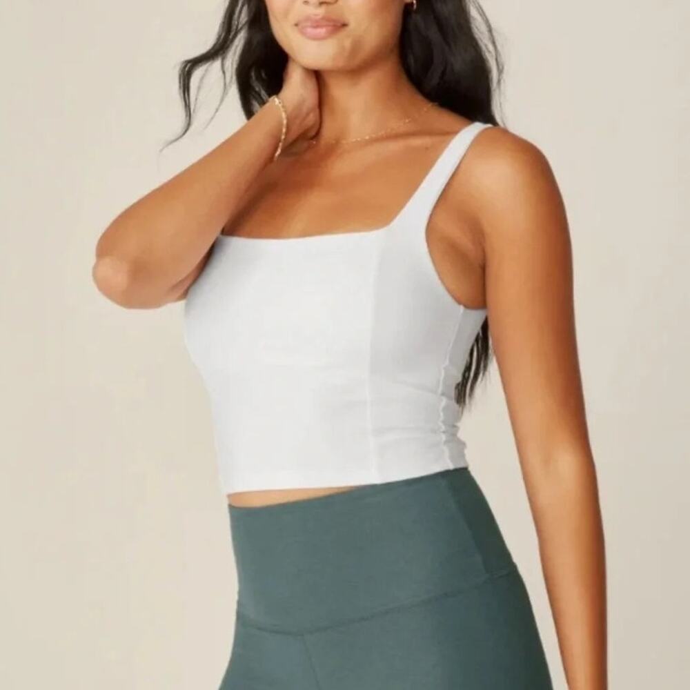 Beyond Yoga Spacedye Square Neck Sports Bra Tank Top XL White Yoga Pilates Gym
